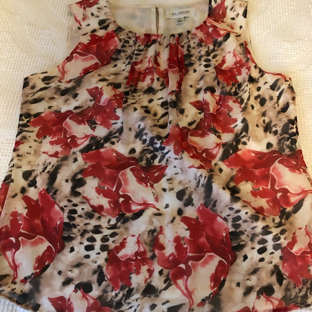St. John Collection red and brown blouse